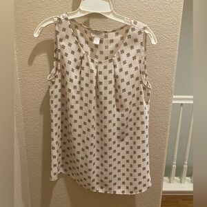 LOFT Cream Floral Sleeveless Blouse